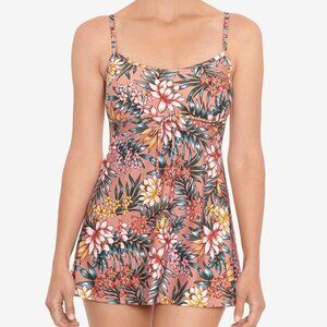 Swim Solutions Tummy-Control Empire Waist Swimdress